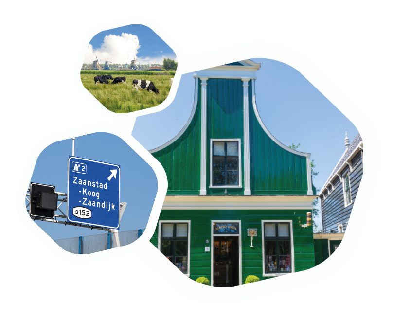 lokaal Zaans, Zaandam, krommenie, Assendelft, west-knollendam, Wormerveer, Zaandijk, westzaan, koog aan de zaan, politieke partij, Zaans huis, weg bord, koeien op een veld